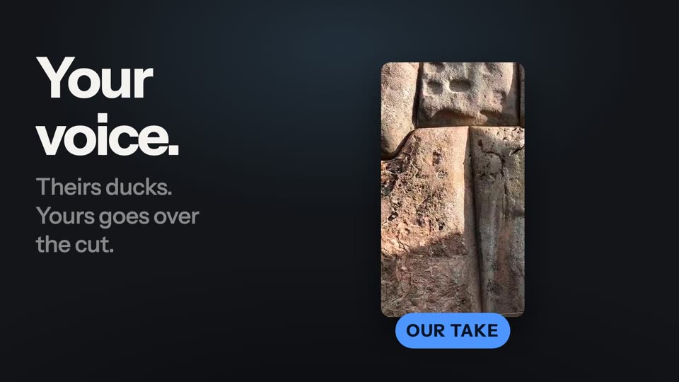 A long video playing with its own waveform ducked while a second waveform fills over it.